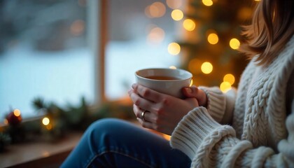 Beautiful scene that transmits peace and tranquility with a cup of delicious coffee