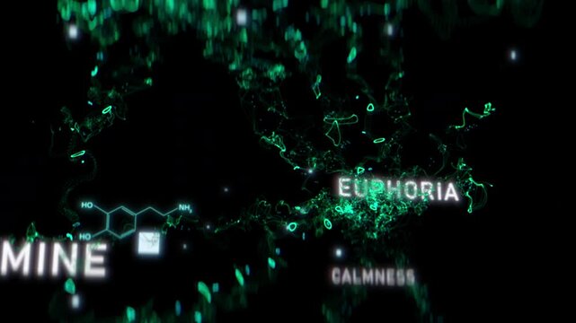 Hormones chemistry and positive emotions, animation, Mental Health and hormones oxytocin, serotonin, dopamine, endorphins