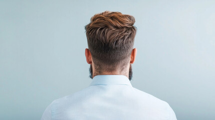 Men's hairstyle inspiration studio photography minimalist back view hair trends