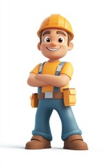 Cheerful Cartoon Construction Worker Design