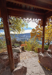 A view of Stuttgart, Germany, from a gazebo of its Chinese garden