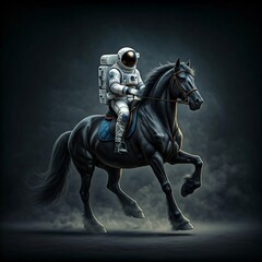 Cinematic Space Cowboy. Photorealistic Astronaut on Horseback. Lone Horseman of Space