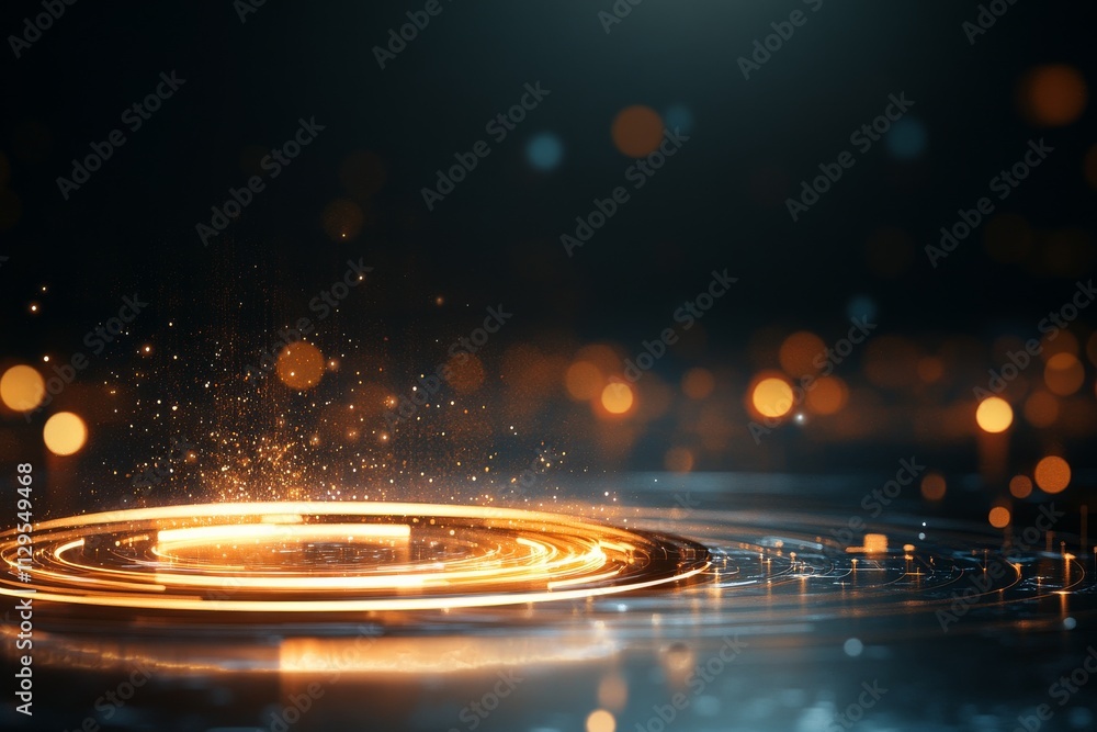 Poster radiant patterns and flickering lights create a mesmerizing display in an abstract background