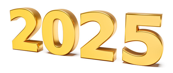 Number 2025. New year holiday concepts in golden color isolated
