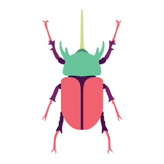 Vector Scarab Beetle Bug Insect Cartoon Illustration Isolated