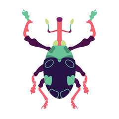 Vector Scarab Beetle Bug Insect Cartoon Illustration Isolated