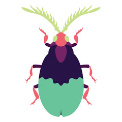 Vector Scarab Beetle Bug Insect Cartoon Illustration Isolated