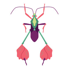 Vector Stick Bug Insect Cartoon Illustration Isolated