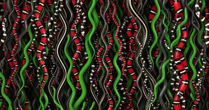 Looping snake animation. 3D render