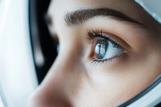 Woman in a space helmet gazes forward with determination during a training session preparing for space exploration