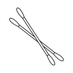 Cotton swabs icon. Black outline linear silhouette. Editable strokes. Front side view. Vector simple flat graphic illustration. Isolated object on white background. Isolate.