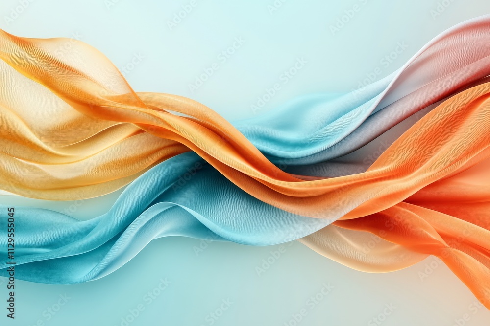Poster colorful silk ribbons intertwine gracefully on a light background, creating a vibrant and dynamic vi