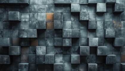 A wall made of gray and black cubes