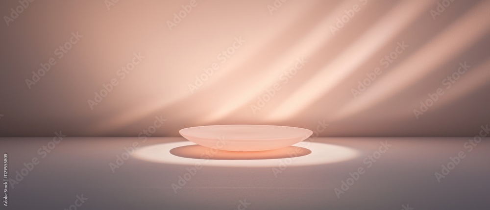 Poster 3d rendering of a white bowl on a grey surface. the bowl is empty and is placed in the center of the image.