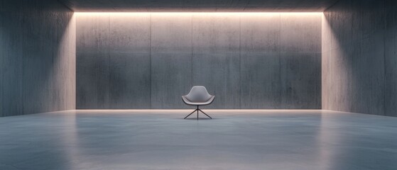 Empty room with a concrete floor and walls. the room has a high ceiling with a light shining through it, creating a tunnel-like effect.