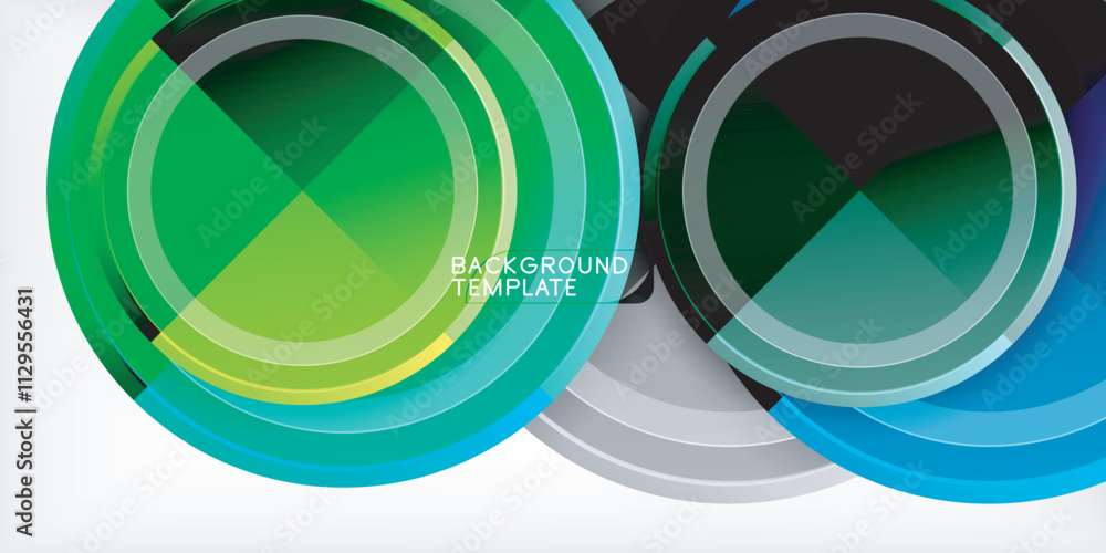 Poster abstract background - multicolored circles, trendy minimal geometric design, vector illustration