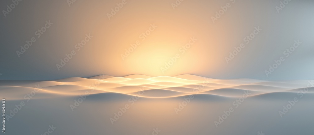 Poster Digital illustration of a wave-like pattern on a light blue background. the wave appears to be made up of thin, wavy lines that create a sense of depth and movement.