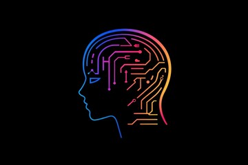 Digital representation of artificial intelligence with circuit patterns on a human silhouette