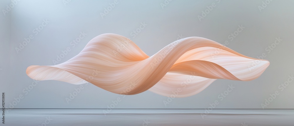 Poster abstract digital art piece that appears to be floating in the air. the background is a plain white w