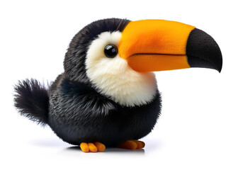 Obraz premium かわいいオニオオハシのぬいぐるみ（cute toucan stuffed animal on white background） 