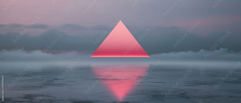 Poster digital art piece that appears to be a photograph of a triangle in the middle of a body of water. th