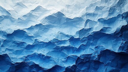Obraz premium Creative paper craft art depicting layered blue mountains under a soft light showcasing texture and depth