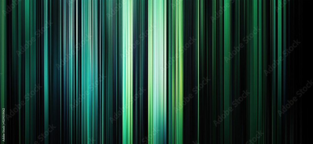 Poster abstract vertical lines in shades of green and black, creating a gradient effect. smooth, modern des