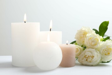 Beautiful composition with candles on the table