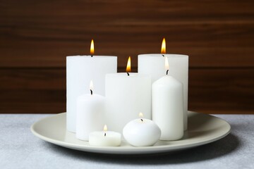 Beautiful composition with candles on the table