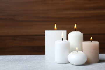 Beautiful composition with candles on the table