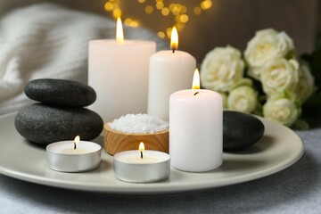 Beautiful composition with candles on the table