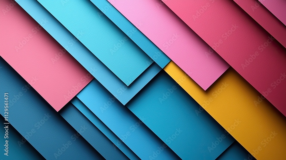 Poster colorful layers of paper create an abstract design showcasing vibrant hues and textures in a modern 