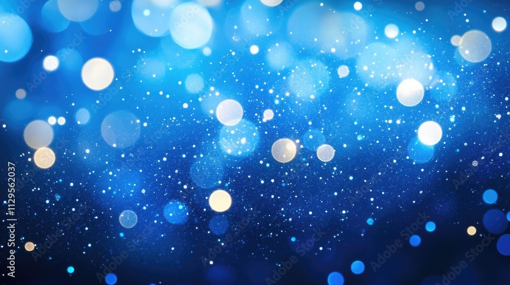 Poster shimmering blue light rays with sparkling particles for a festive abstract background