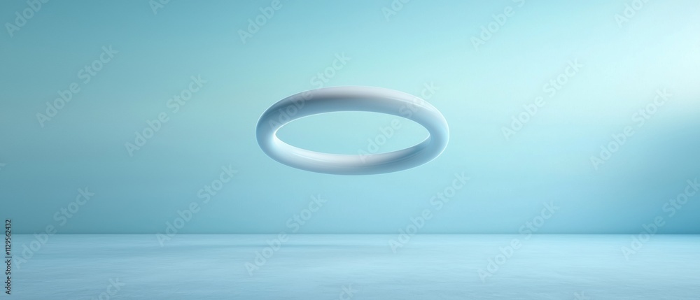 Aufkleber 3d rendering of a white oval-shaped object floating in the air against a light blue background. the 