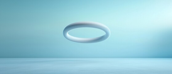 3d rendering of a white oval-shaped object floating in the air against a light blue background. the object appears to be made of a smooth, glossy material and is in the center of the image.
