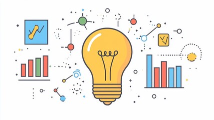 Bright idea, innovation, and data analysis concept.