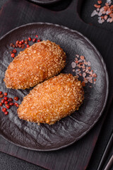 Delicious fresh cutlet or meatball Kiev style with filling