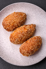 Delicious fresh cutlet or meatball Kiev style with filling