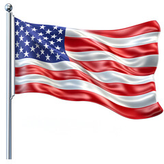 
United States Flag Waving, white background

