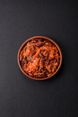 Vegan or vegetarian stew with red beans, onions and carrots or lobio