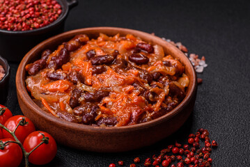 Vegan or vegetarian stew with red beans, onions and carrots or lobio