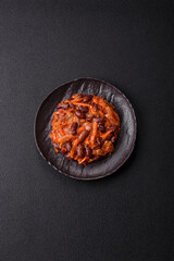 Vegan or vegetarian stew with red beans, onions and carrots or lobio