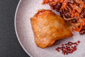 Vegan or vegetarian stew with red beans, onions and carrots or lobio