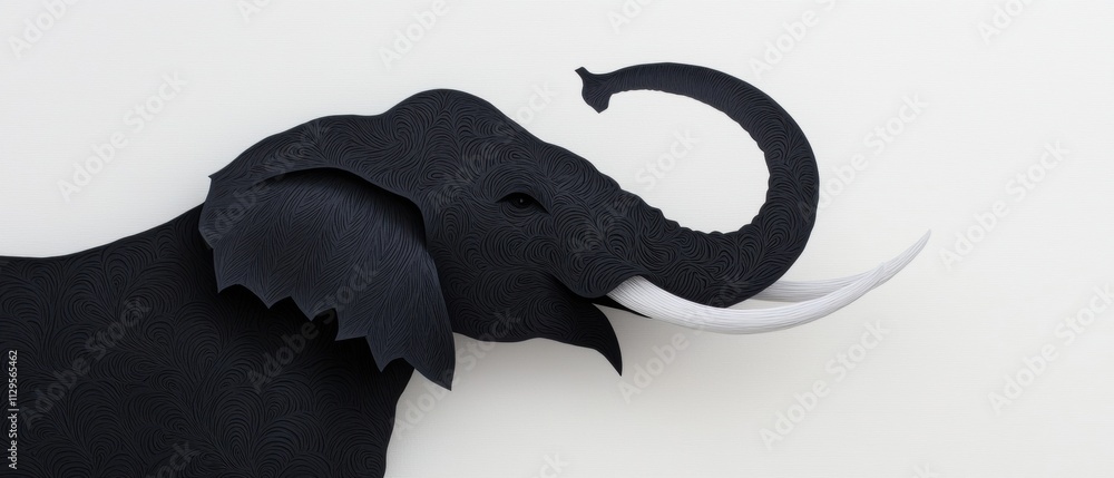 Poster digital illustration of an elephant's head. the elephant is facing towards the left side of the imag