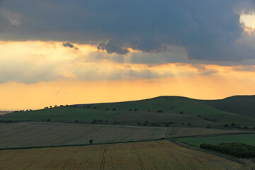 Sunset over Milk Hill in Wiltshire,