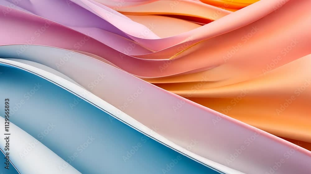 Poster Abstract colorful wave pattern with soft pastel hues and flowing texture