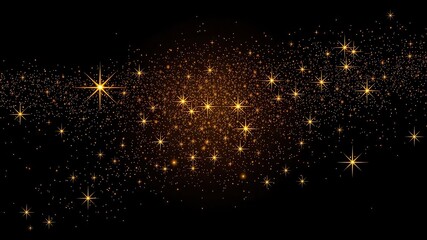 Abstract geometric pattern of gold glitter particles on a dark background, gold, background