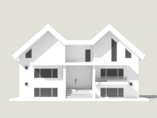 Abstract modern house rendering with sleek lines and geometric shapes, minimalist, contemporary, render
