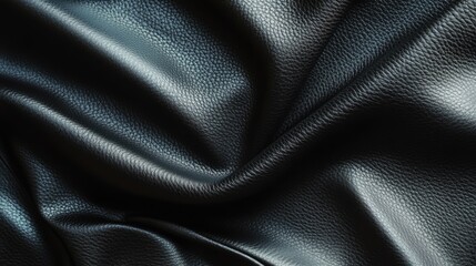 Sleek Black Leather Texture: Modern Fabric Structure for Business and Design Applications