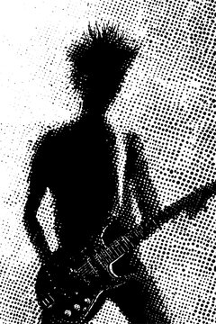 Grafik aus dem Set: schwarz, wei&szlig;, siebdruck, stencil, cover, punk, grunge, pointilismus und mehr